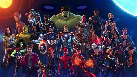 Download 1920x1080 Wallpaper Avengers Superheroes Team Marvel Comics