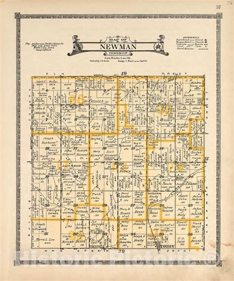 Historic 1916 Map Atlas Of Saunders County Nebraska Map Of Newman