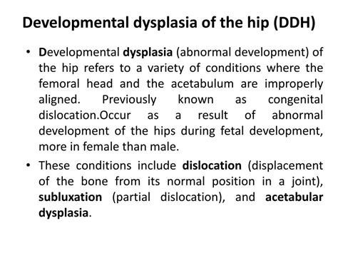 Ppt Developmental Dysplasia Of The Hip Ddh Powerpoint Presentation