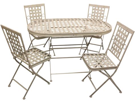 Rectangular and square summer table metal frame and top. Woodside Oval Metal Table & Four Square Chairs | Furniture ...