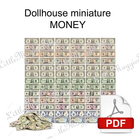 Printable Money For Dollhouse Miniatures 112 Downloadable Etsy