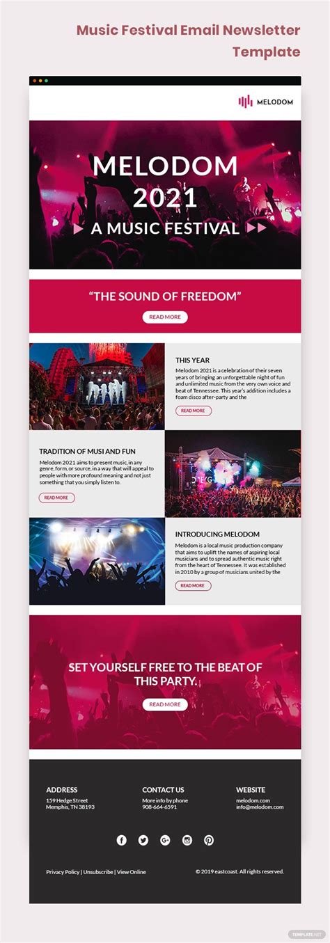 Music Festival Email Newsletter Template Ad Sponsored Festival