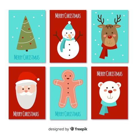 Free Vector Decorative Collection Of Christmas Greeting Cards