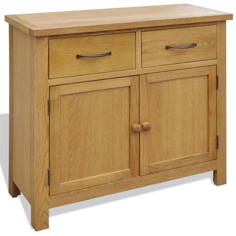 Vidaxl Solid Oak Wood Sideboard Storage Cabinet Cupboard 2 Doors 2