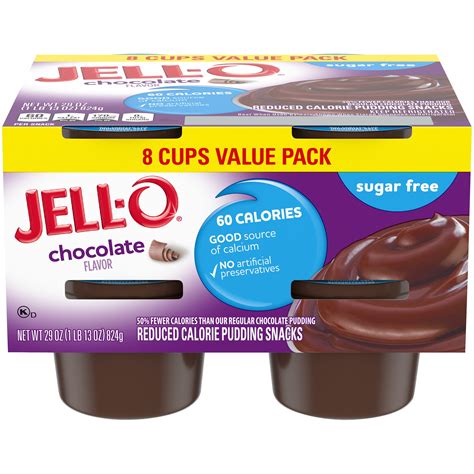 Jell O Chocolate Sugar Free Ready To Eat Pudding Snacks Value Pack Ct Cups Walmart Com