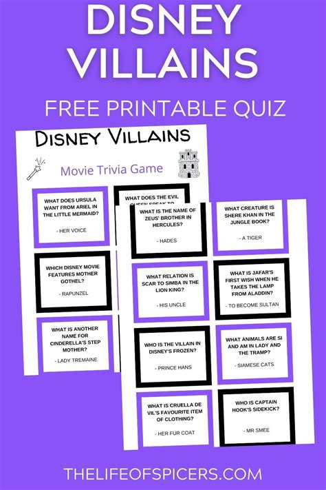 Disney Villain Trivia Questions And Answers Printable Challenge Your