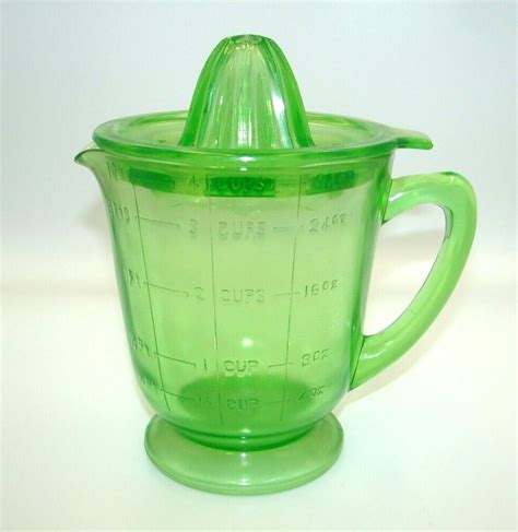 Vintage Green Depression Glass Measuring Cup Pitcher W Ream Antique