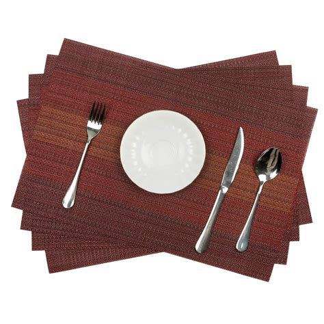 Pauwer Placemats Set Of 6 For Dining Table Washable Woven Vinyl
