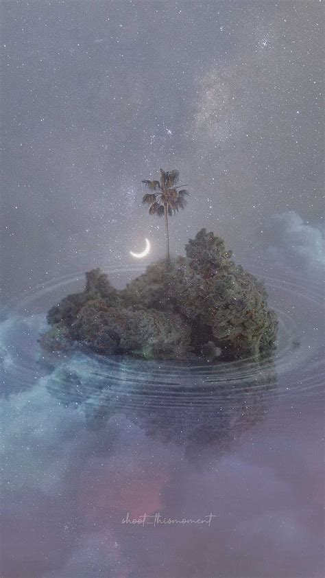 420 Cannabis Dreamy Ethereal Island Magical Moon Palmtree