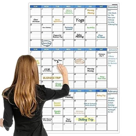 Large Dry Erase Calendar For Wall Undated 3 Month Wall Calendar 28