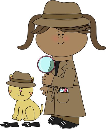 Detective Girl Following Clues With Her Pet Detective Cat
