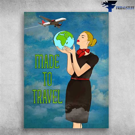 Flight Attendant Made To Travel Airplane Poster Fridaystuff