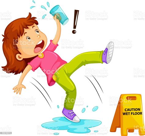 Girl Slipping On Wet Floor Stock Vector Art 656169370 Istock