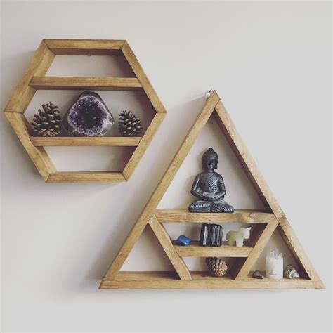 Pin By Lovelifewood On Crystals Shelves Geometric Shelves Wood