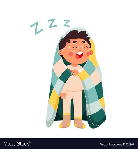 Sleepy Boy With Yawn Funny Tired Child Royalty Free Vector
