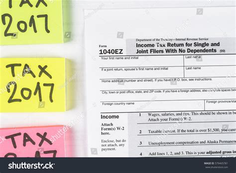 Form 1040ez Income Tax Return Single Stock Photo 579465781 Shutterstock