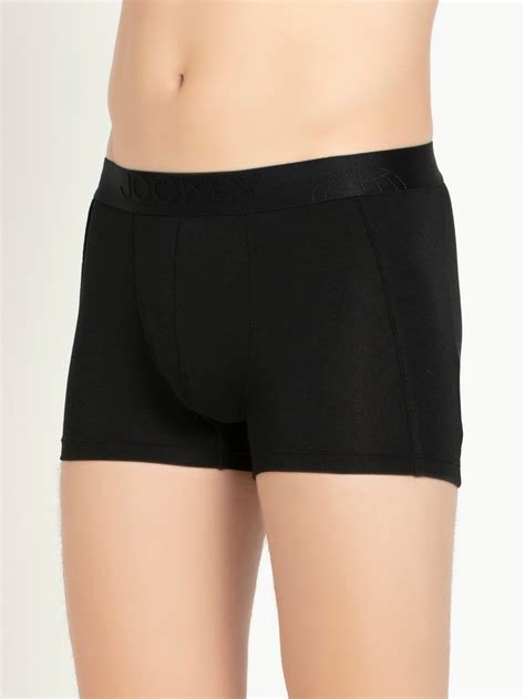 Buy Black Solid Color Ultra Soft Trunks With Double Layer Contoured Pouch For Men Ic25 Jockey