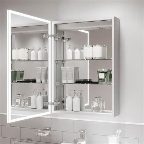 Modern Mirror Cabinet Led Illuminated Wall Mounted Shaver Socket Ip44 500x700mm Ebay