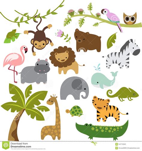 Baby Zoo Animals Vector Clipart Stock Illustration - Image: 54713342