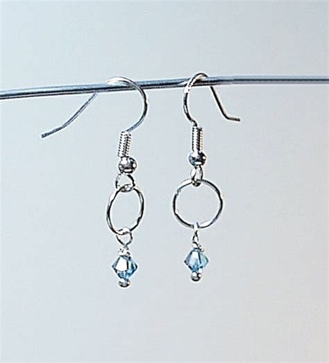 Light Blue Swarovski Dangle Earrings Swarovski Earrings Blue