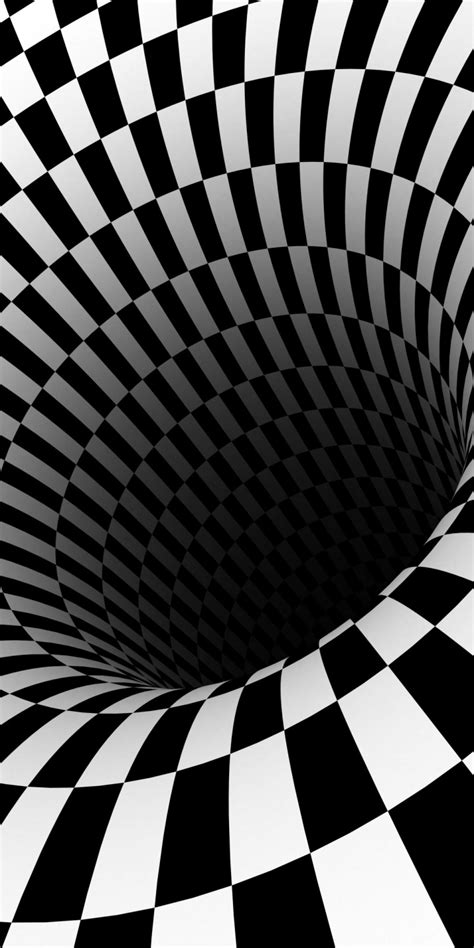 Black Hole Checkered Vortex Optical Illusions 720x1440