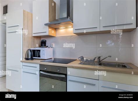Modern Kitchen Room Interior With Appliances Stock Photo Alamy