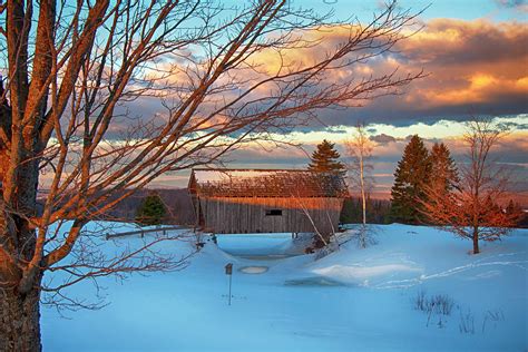 Covered Bridge In Winter Cabot Vt Photograph By Joann