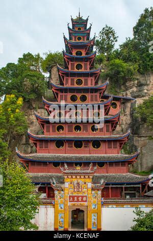 red pagoda shibaozhai chongqing china stock photo alamy
