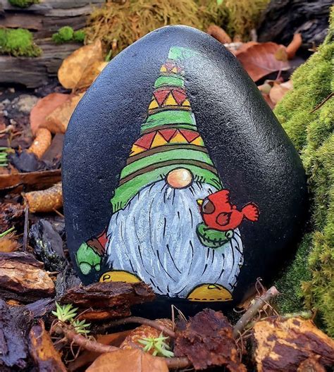 Pin By Judy Fuglestad On A Gnome Hand Painted Rocks Gnomes Crafts