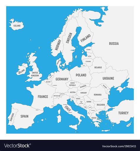 Map Of Europe With Names Sovereign Countries Vector Image