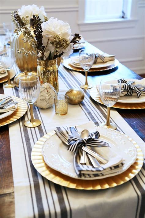 Black and gold party table decorations. all set: black and gold thanksgiving table. - dress cori lynn | Gold thanksgiving table ...