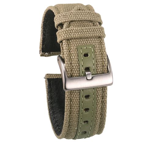 Hemsut Canvas Watch Bands Premium Material Quick Release Green Quality