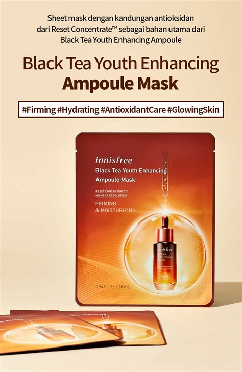 Skincare Black Tea Youth Enhancing Ampoule Mask Innisfree