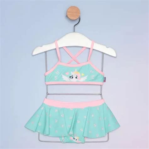 Biquíni Top Infantil Unicórnio Verde Água And Rosa Claro Privalia O Outlet Online De Moda Nº1