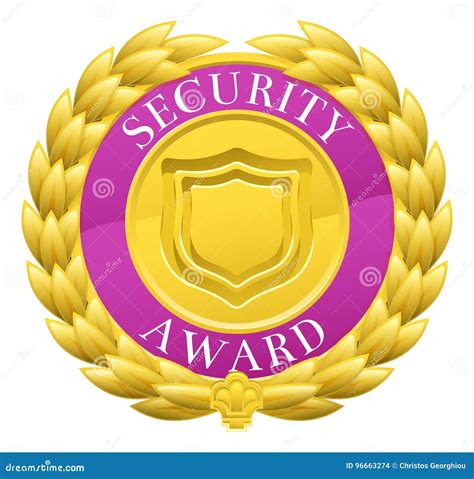 Gold Security Winner Laurel Wreath Medal Stock Vector Illustration Of