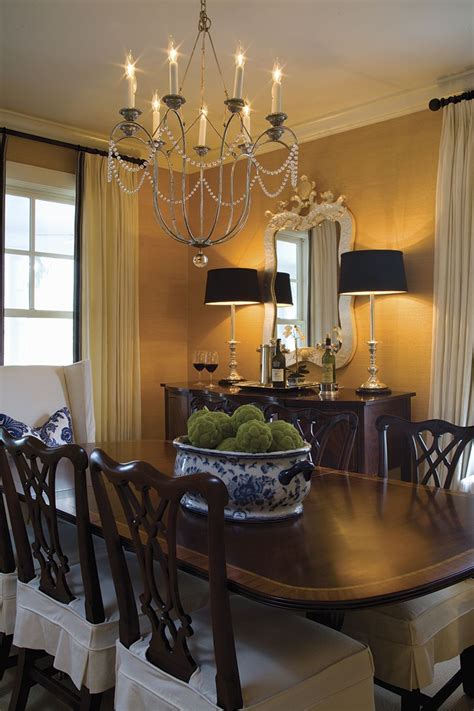 Beautiful Classic Dining Room Textured Wallpaper Black Accents A