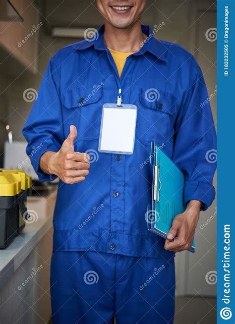 Repairman Showing Thumbs Up Stock Image Image Of Uniform Occupation