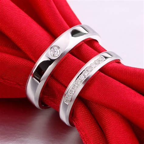 2021 new matching engraving couple rings engagement valentine's band day w5s3. Inexpensive Matching Couples Diamond Wedding Ring Bands on ...