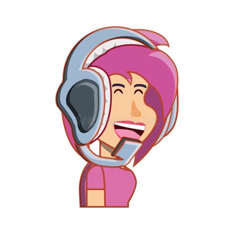 Girl With Headphone Avatar Character Stock Illustration Illustration