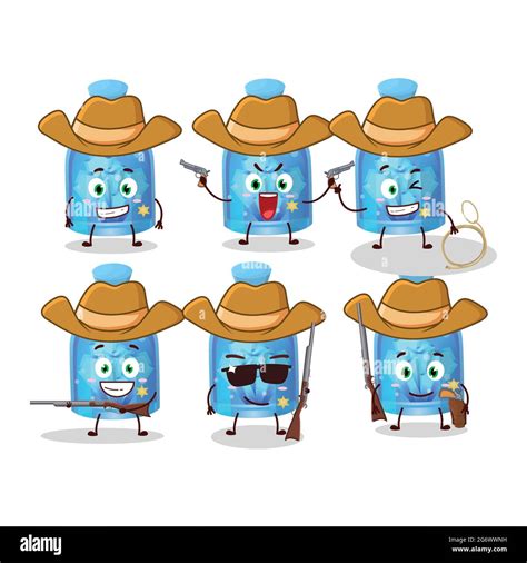 Cool Cowboy Magic Potion Blue Bottle Cartoon Character With A Cute Hat