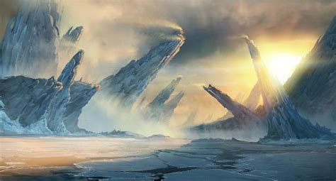 Fantasy Art Digital Art Nature Landscape Ice Sunlight Mountain Rock