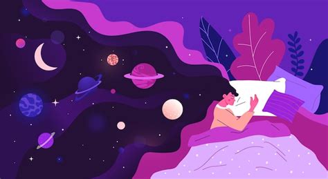 premium vector abstract deep dream woman sleeps person in night cloud art space happy emotion
