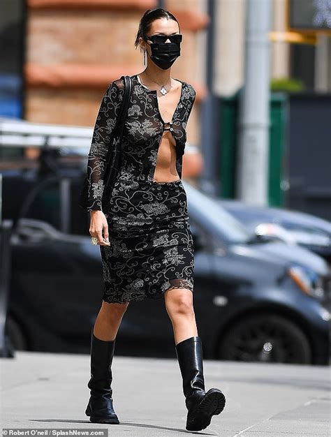 Bella Hadid Flashes More Than Just Midriff As She Goes Braless In A Mesh Set During Nyc Outing