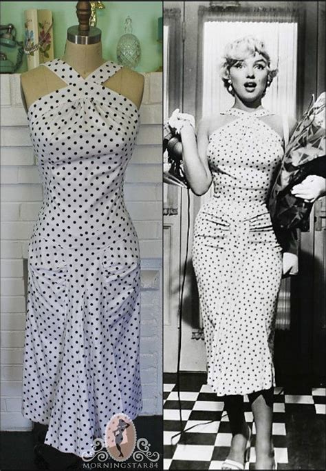 marilyn monroe dress seven year itch wiggle hallway dress polka dot pinup custom made to size