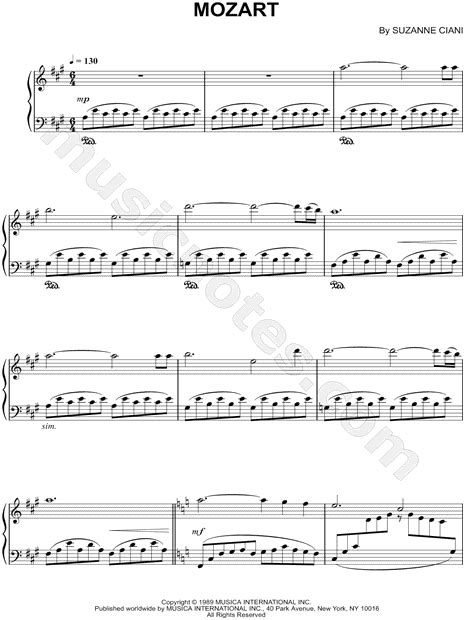 Suzanne Ciani Mozart Sheet Music Piano Solo In A Major Download