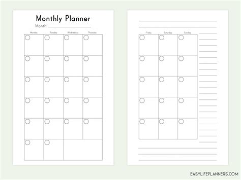 Monthly Planner Printable Half Size Planner Half Letter Etsy
