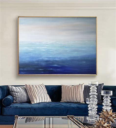 Art And Collectibles Acrylic Large Blue Ocean Abstract Art Light Blue
