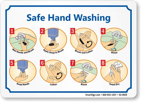 Safe Hand Washing Instruction Steps Sign SKU S2 0929