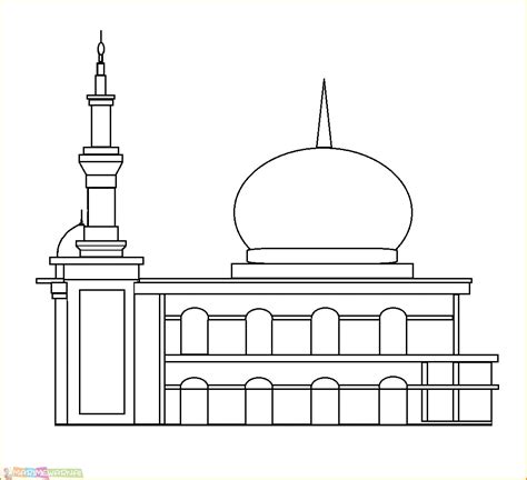 Mewarnai Gambar Masjid Dengan Gradasi Warna