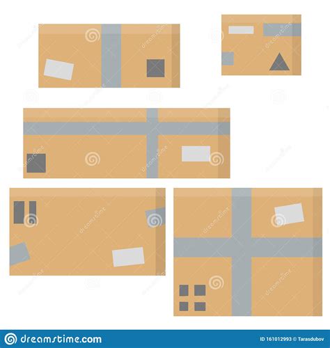 Set Of Parcels In Cardboard Boxes Stock Vector Illustration Of Item